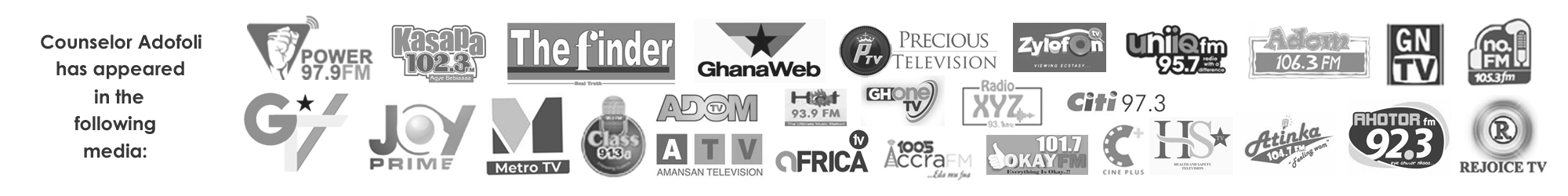 Counselor Adofoli has appeared in the following media